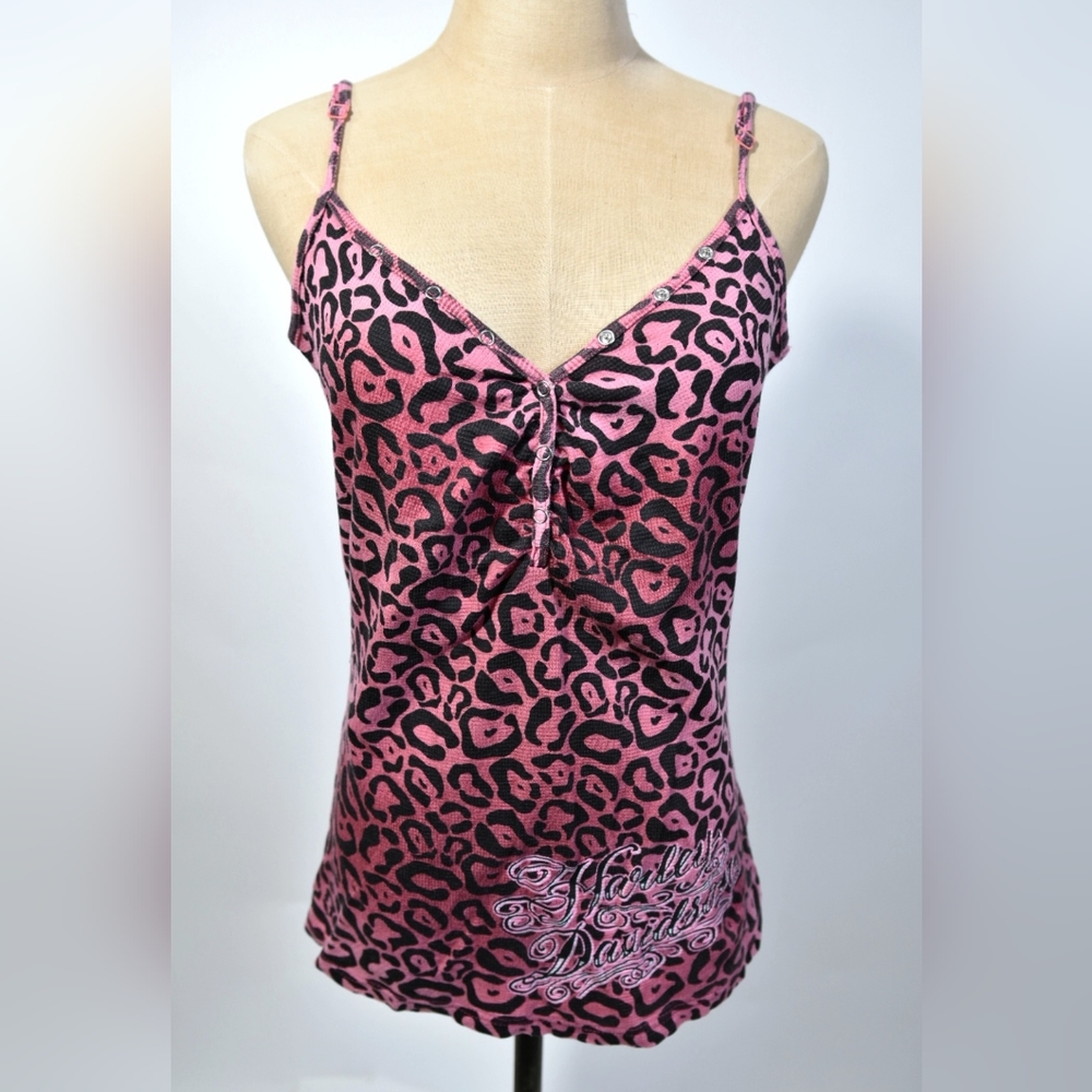 Harley Davidson - Pink/black animal print tank top